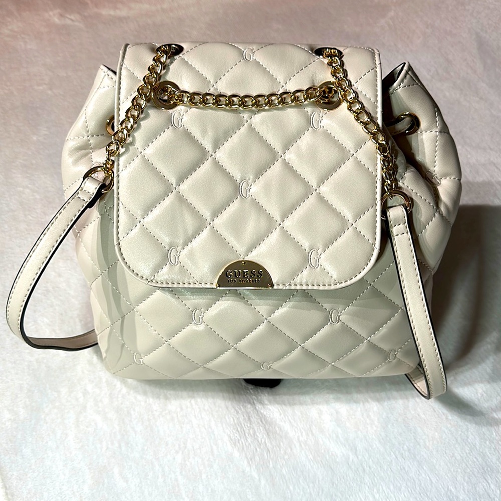 Guess Waterston Quilted Backpack in Cream Ecru
